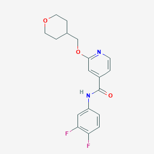 molecular formula C18H18F2N2O3 B2874600 N-(3,4-difluorophenyl)-2-((tetrahydro-2H-pyran-4-yl)methoxy)isonicotinamide CAS No. 2034296-50-7