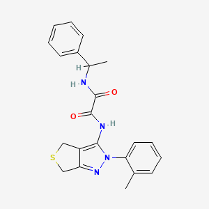molecular formula C22H22N4O2S B2874606 N1-(1-phenylethyl)-N2-(2-(o-tolyl)-4,6-dihydro-2H-thieno[3,4-c]pyrazol-3-yl)oxalamide CAS No. 899756-08-2