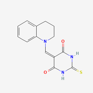 molecular formula C14H13N3O2S B2874614 5-((3,4-dihydroquinolin-1(2H)-yl)methylene)-2-thioxodihydropyrimidine-4,6(1H,5H)-dione CAS No. 380351-53-1