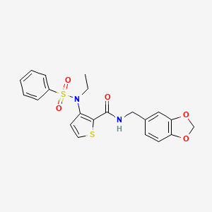 molecular formula C21H20N2O5S2 B2874619 N-(benzo[d][1,3]dioxol-5-ylmethyl)-3-(N-ethylphenylsulfonamido)thiophene-2-carboxamide CAS No. 1251692-58-6