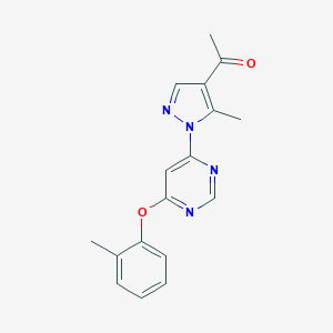 molecular formula C17H16N4O2 B287462 1-{5-methyl-1-[6-(2-methylphenoxy)-4-pyrimidinyl]-1H-pyrazol-4-yl}ethanone 