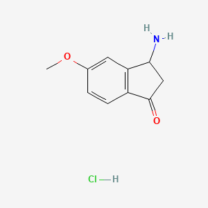 molecular formula C10H12ClNO2 B2874622 3-Amino-5-methoxyindan-1-one hydrochloride CAS No. 148502-18-5