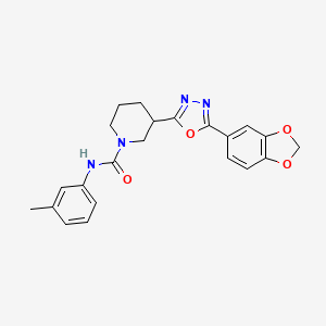 molecular formula C22H22N4O4 B2874627 3-(5-(苯并[d][1,3]二氧杂环-5-基)-1,3,4-恶二唑-2-基)-N-(间甲苯基)哌啶-1-甲酰胺 CAS No. 1170490-72-8