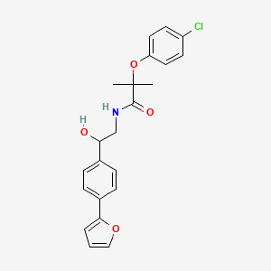 molecular formula C22H22ClNO4 B2874628 2-(4-氯苯氧基)-N-{2-[4-(呋喃-2-基)苯基]-2-羟乙基}-2-甲基丙酰胺 CAS No. 2097926-01-5