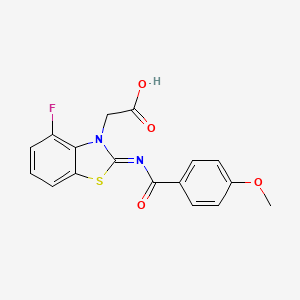 molecular formula C17H13FN2O4S B2874630 (Z)-2-(4-fluoro-2-((4-methoxybenzoyl)imino)benzo[d]thiazol-3(2H)-yl)acetic acid CAS No. 941942-94-5