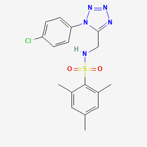 molecular formula C17H18ClN5O2S B2874631 N-((1-(4-氯苯基)-1H-四唑-5-基)甲基)-2,4,6-三甲基苯磺酰胺 CAS No. 897623-83-5