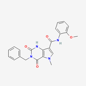 molecular formula C22H20N4O4 B2874637 3-苄基-N-(2-甲氧基苯基)-5-甲基-2,4-二氧代-2,3,4,5-四氢-1H-吡咯并[3,2-d]嘧啶-7-甲酰胺 CAS No. 921807-89-8