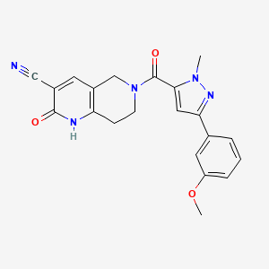 6-(3-(3-methoxyphenyl)-1-methyl-1H-pyrazole-5-carbonyl)-2-oxo-1,2,5,6,7,8-hexahydro-1,6-naphthyridine-3-carbonitrile