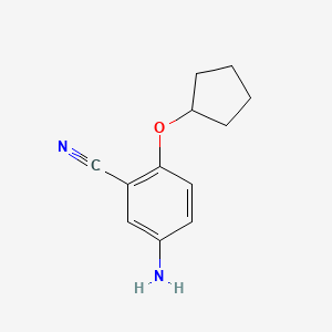 molecular formula C12H14N2O B2874647 5-Amino-2-cyclopentyloxybenzonitrile CAS No. 1250226-02-8