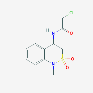 molecular formula C11H13ClN2O3S B2874650 2-Chloro-N-(1-methyl-2,2-dioxo-3,4-dihydro-2lambda6,1-benzothiazin-4-yl)acetamide CAS No. 2411277-29-5