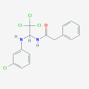 molecular formula C16H14Cl4N2O B2874651 2-phenyl-N-(2,2,2-trichloro-1-((3-chlorophenyl)amino)ethyl)acetamide CAS No. 301816-62-6