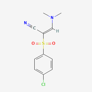 molecular formula C11H11ClN2O2S B2874657 2-[(4-Chlorophenyl)sulfonyl]-3-(dimethylamino)acrylonitrile CAS No. 882275-37-8