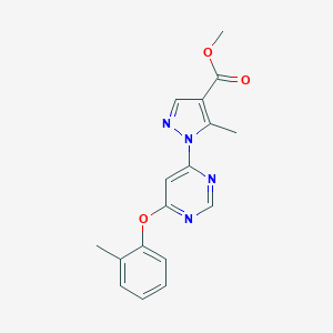 molecular formula C17H16N4O3 B287466 methyl 5-methyl-1-[6-(2-methylphenoxy)-4-pyrimidinyl]-1H-pyrazole-4-carboxylate 