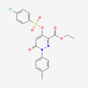 molecular formula C20H17ClN2O6S B2874660 Ethyl 4-(((4-chlorophenyl)sulfonyl)oxy)-6-oxo-1-(p-tolyl)-1,6-dihydropyridazine-3-carboxylate CAS No. 899959-43-4