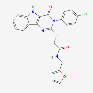 molecular formula C23H17ClN4O3S B2874662 2-((3-(4-chlorophenyl)-4-oxo-4,5-dihydro-3H-pyrimido[5,4-b]indol-2-yl)thio)-N-(furan-2-ylmethyl)acetamide CAS No. 536714-95-1