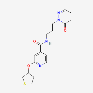 molecular formula C17H20N4O3S B2874666 N-(3-(6-oxopyridazin-1(6H)-yl)propyl)-2-((tetrahydrothiophen-3-yl)oxy)isonicotinamide CAS No. 2034389-59-6