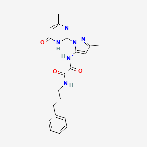 molecular formula C20H22N6O3 B2874687 N1-(3-methyl-1-(4-methyl-6-oxo-1,6-dihydropyrimidin-2-yl)-1H-pyrazol-5-yl)-N2-(3-phenylpropyl)oxalamide CAS No. 1013891-23-0