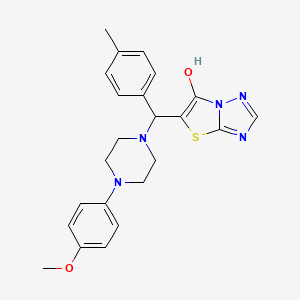 molecular formula C23H25N5O2S B2874694 5-((4-(4-甲氧基苯基)哌嗪-1-基)(对甲苯基)甲基)噻唑并[3,2-b][1,2,4]三唑-6-醇 CAS No. 868219-54-9