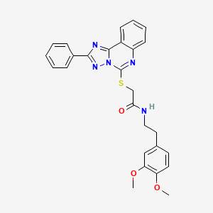 molecular formula C27H25N5O3S B2874698 N-[2-(3,4-dimethoxyphenyl)ethyl]-2-({2-phenyl-[1,2,4]triazolo[1,5-c]quinazolin-5-yl}sulfanyl)acetamide CAS No. 443676-58-2