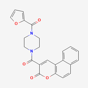 molecular formula C23H18N2O5 B2874709 2-[4-(Furan-2-carbonyl)piperazine-1-carbonyl]benzo[f]chromen-3-one CAS No. 728016-92-0