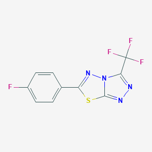 molecular formula C10H4F4N4S B287472 6-(4-Fluorophenyl)-3-(trifluoromethyl)[1,2,4]triazolo[3,4-b][1,3,4]thiadiazole 