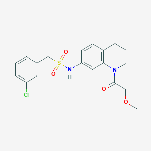molecular formula C19H21ClN2O4S B2874725 1-(3-chlorophenyl)-N-(1-(2-methoxyacetyl)-1,2,3,4-tetrahydroquinolin-7-yl)methanesulfonamide CAS No. 1171877-26-1