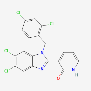molecular formula C19H11Cl4N3O B2874733 3-[5,6-dichloro-1-(2,4-dichlorobenzyl)-1H-1,3-benzimidazol-2-yl]-2(1H)-pyridinone CAS No. 338412-08-1