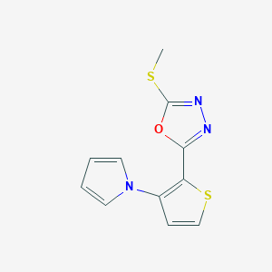molecular formula C11H9N3OS2 B2874734 2-(methylsulfanyl)-5-[3-(1H-pyrrol-1-yl)-2-thienyl]-1,3,4-oxadiazole CAS No. 478077-11-1