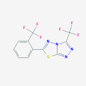 molecular formula C11H4F6N4S B287474 3-(Trifluoromethyl)-6-[2-(trifluoromethyl)phenyl][1,2,4]triazolo[3,4-b][1,3,4]thiadiazole 