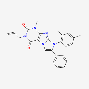 molecular formula C25H23N5O2 B2874748 3-烯丙基-8-(2,4-二甲基苯基)-1-甲基-7-苯基-1H-咪唑并[2,1-f]嘌呤-2,4(3H,8H)-二酮 CAS No. 899988-22-8