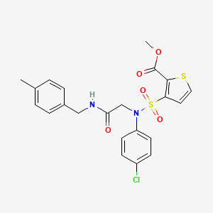 molecular formula C22H21ClN2O5S2 B2874751 Methyl 3-[(4-chlorophenyl){2-[(4-methylbenzyl)amino]-2-oxoethyl}sulfamoyl]thiophene-2-carboxylate CAS No. 941918-88-3