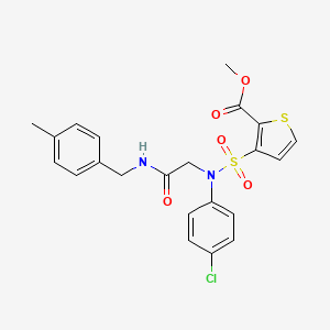 molecular formula C22H21ClN2O5S2 B2874751 methyl 3-[(4-chlorophenyl)({[(4-methylphenyl)methyl]carbamoyl}methyl)sulfamoyl]thiophene-2-carboxylate CAS No. 941918-88-3