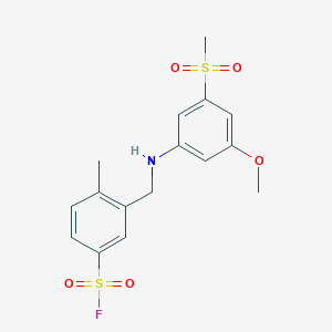 molecular formula C16H18FNO5S2 B2874754 3-[(3-Methoxy-5-methylsulfonylanilino)methyl]-4-methylbenzenesulfonyl fluoride CAS No. 2411318-55-1