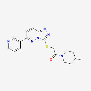 molecular formula C18H20N6OS B2874756 3-{[2-(4-Methylpiperidin-1-yl)-2-oxoethyl]thio}-6-pyridin-3-yl[1,2,4]triazolo[4,3-b]pyridazine CAS No. 894058-31-2