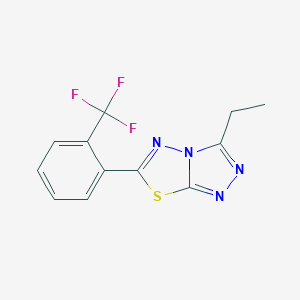 molecular formula C12H9F3N4S B287476 3-Ethyl-6-[2-(trifluoromethyl)phenyl][1,2,4]triazolo[3,4-b][1,3,4]thiadiazole 