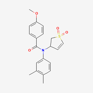 molecular formula C20H21NO4S B2874766 N-(3,4-二甲基苯基)-N-(1,1-二氧化-2,3-二氢噻吩-3-基)-4-甲氧基苯甲酰胺 CAS No. 863021-85-6