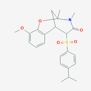 molecular formula C23H27NO5S B2874767 6-Methoxy-9,10-dimethyl-12-[4-(propan-2-yl)benzenesulfonyl]-8-oxa-10-azatricyclo[7.3.1.0^{2,7}]trideca-2,4,6-trien-11-one CAS No. 1052614-38-6
