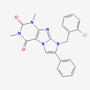 molecular formula C22H18ClN5O2 B2874769 8-(2-chlorobenzyl)-1,3-dimethyl-7-phenyl-1H-imidazo[2,1-f]purine-2,4(3H,8H)-dione CAS No. 847339-02-0