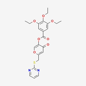 molecular formula C23H24N2O7S B2874776 4-oxo-6-((pyrimidin-2-ylthio)methyl)-4H-pyran-3-yl 3,4,5-triethoxybenzoate CAS No. 877636-06-1