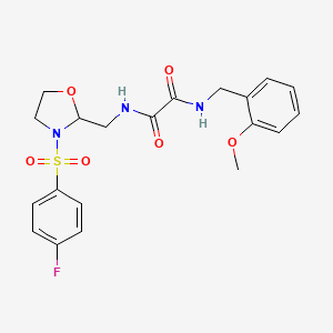 molecular formula C20H22FN3O6S B2874778 N1-((3-((4-氟苯基)磺酰)恶唑烷-2-基)甲基)-N2-(2-甲氧基苄基)草酰胺 CAS No. 868982-73-4