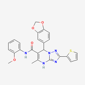 molecular formula C25H21N5O4S B2874781 7-(2H-1,3-BENZODIOXOL-5-YL)-N-(2-METHOXYPHENYL)-5-METHYL-2-(THIOPHEN-2-YL)-4H,7H-[1,2,4]TRIAZOLO[1,5-A]PYRIMIDINE-6-CARBOXAMIDE CAS No. 540506-33-0