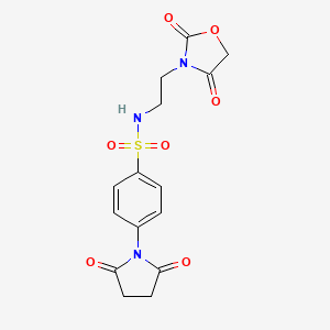 molecular formula C15H15N3O7S B2874786 N-(2-(2,4-二氧代恶唑烷-3-基)乙基)-4-(2,5-二氧代吡咯烷-1-基)苯磺酰胺 CAS No. 2034384-63-7