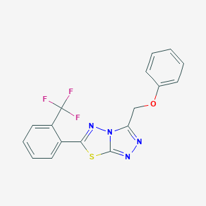 molecular formula C17H11F3N4OS B287479 Phenyl{6-[2-(trifluoromethyl)phenyl][1,2,4]triazolo[3,4-b][1,3,4]thiadiazol-3-yl}methylether 