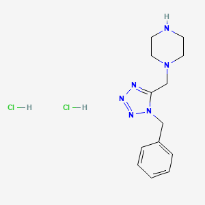 molecular formula C13H20Cl2N6 B2874792 1-[(1-benzyl-1H-1,2,3,4-tetrazol-5-yl)methyl]piperazine dihydrochloride CAS No. 1423026-39-4