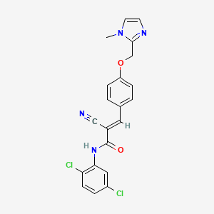 molecular formula C21H16Cl2N4O2 B2874839 (E)-2-cyano-N-(2,5-dichlorophenyl)-3-[4-[(1-methylimidazol-2-yl)methoxy]phenyl]prop-2-enamide CAS No. 1181486-46-3