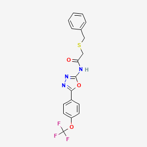 molecular formula C18H14F3N3O3S B2874844 2-(benzylthio)-N-(5-(4-(trifluoromethoxy)phenyl)-1,3,4-oxadiazol-2-yl)acetamide CAS No. 1286717-26-7