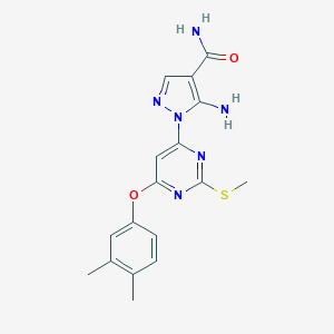molecular formula C17H18N6O2S B287485 5-Amino-1-[6-(3,4-dimethylphenoxy)-2-methylsulfanylpyrimidin-4-yl]pyrazole-4-carboxamide 
