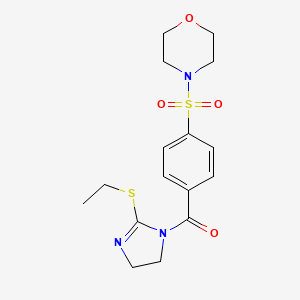 molecular formula C16H21N3O4S2 B2874857 (2-Ethylsulfanyl-4,5-dihydroimidazol-1-yl)-(4-morpholin-4-ylsulfonylphenyl)methanone CAS No. 862826-66-2
