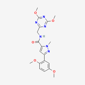 molecular formula C19H22N6O5 B2874859 N-((4,6-dimethoxy-1,3,5-triazin-2-yl)methyl)-3-(2,5-dimethoxyphenyl)-1-methyl-1H-pyrazole-5-carboxamide CAS No. 2034539-19-8