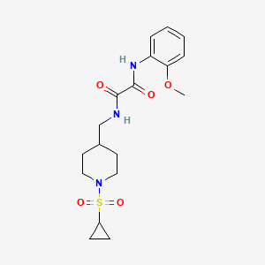 molecular formula C18H25N3O5S B2874862 N1-((1-(cyclopropylsulfonyl)piperidin-4-yl)methyl)-N2-(2-methoxyphenyl)oxalamide CAS No. 1235391-25-9